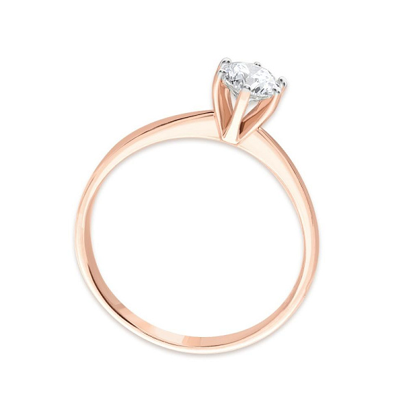 Кольцо из красного золота с выращенным бриллиантом