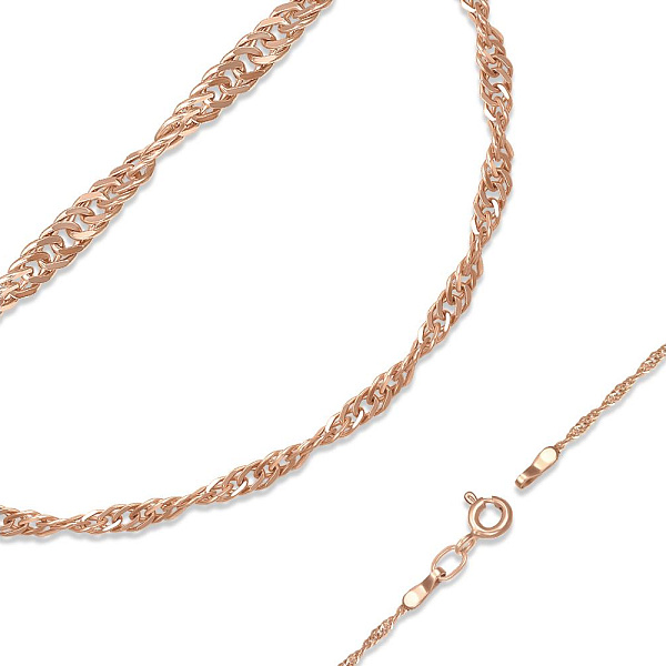 Цепь плетение сингапур ⌀ нити 0,20 мм  из красного золота