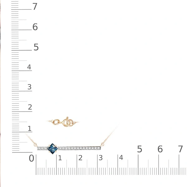 Колье Дорожка из красного золота с топазом лондон и 17 фианитами
