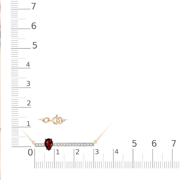 Колье Дорожка из красного золота с гранатом и 16 фианитами
