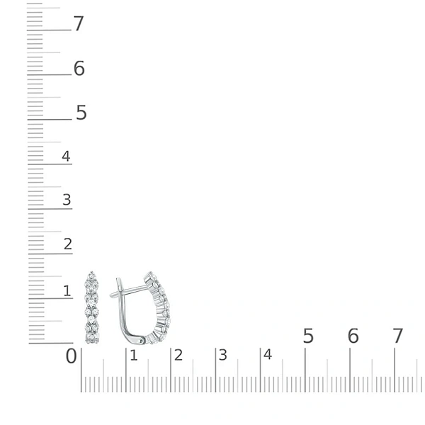 Серьги Дорожки из белого золота с 30 фианитами