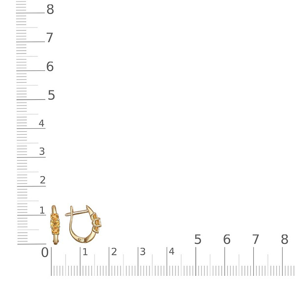 Серьги из жёлтого золота с 6 цитринами