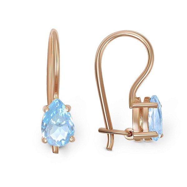 Детские серьги из красного золота с 2 топазами sky