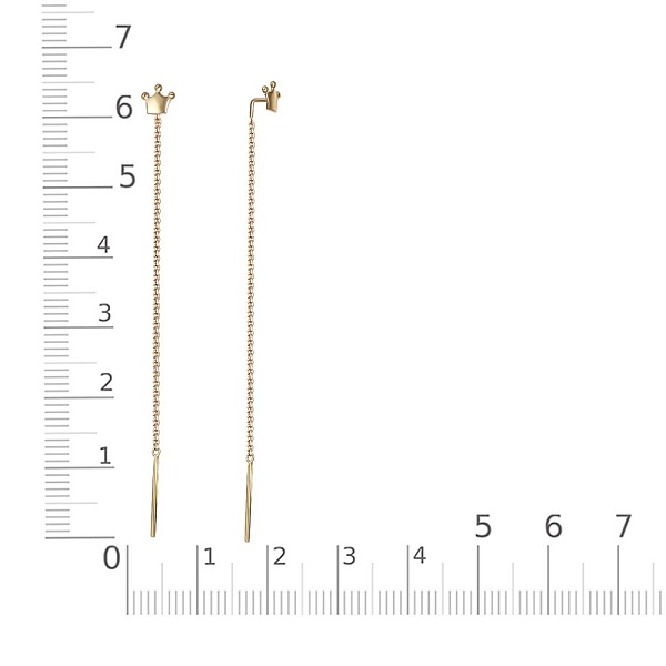 Серьги-продёвки Короны из жёлтого золота без вставок