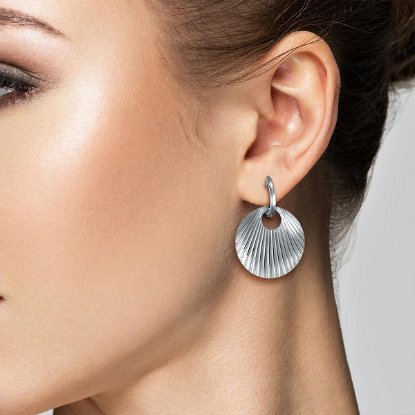 Серьги-трансформеры Круги из белого золота без вставок