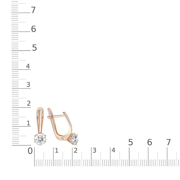 Серьги из красного золота с 2 кристаллами swarovski