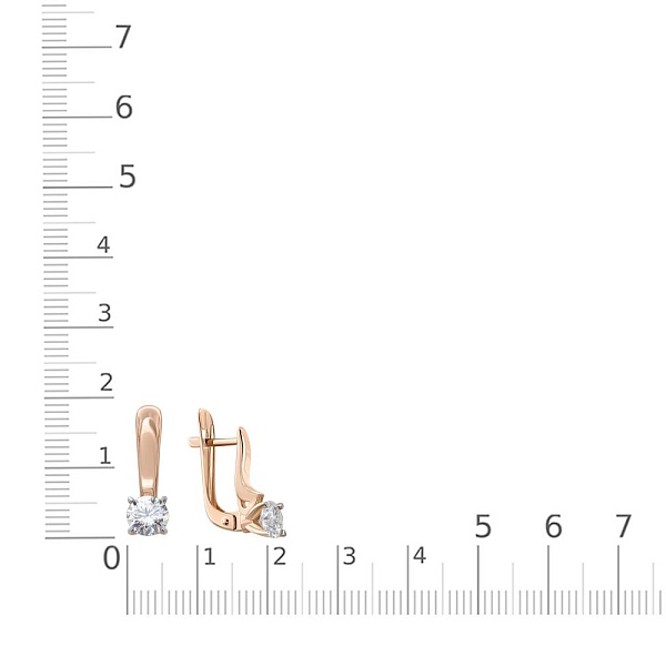 Серьги из красного золота с 2 муассанитами