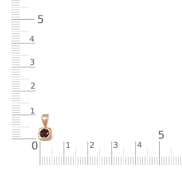 Подвеска Квадрат из красного золота с гранатом