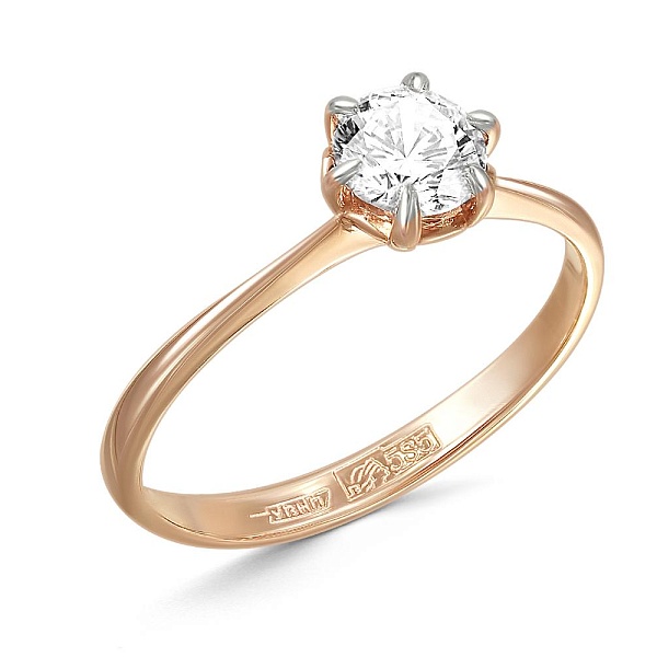 Кольцо из красного золота с кристаллом swarovski