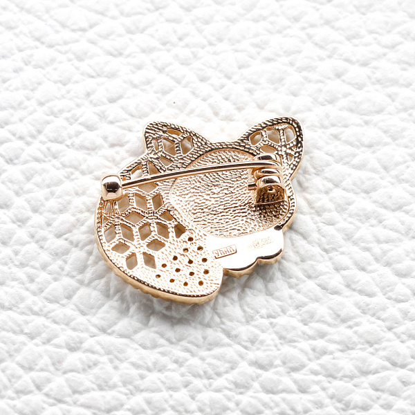 Брошь Лиса из красного золота с 14 фианитами