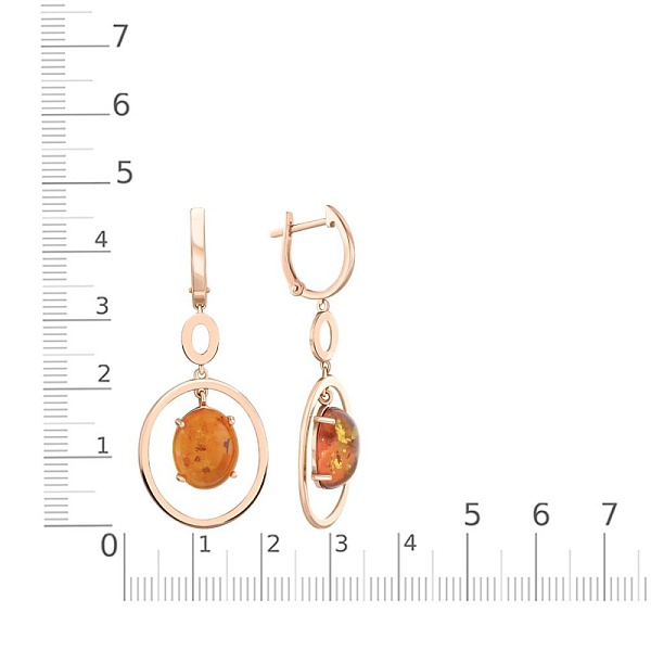 Серьги из красного золота с янтарём