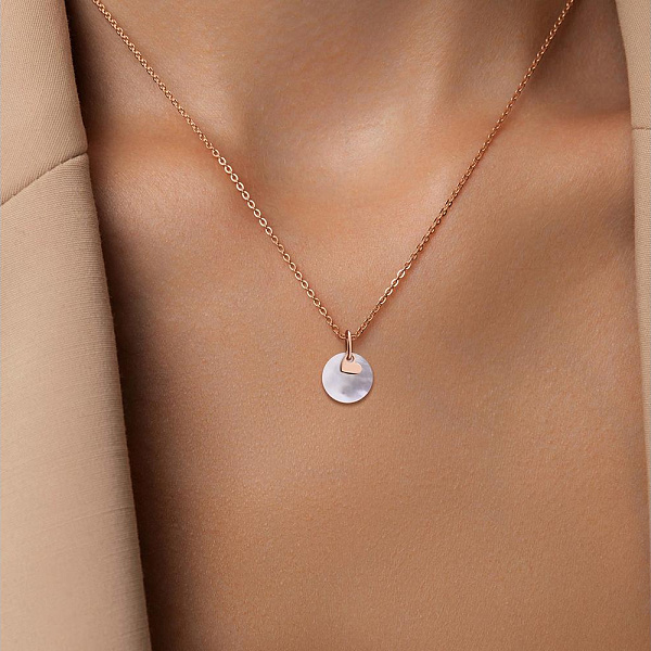 Подвеска Сердце из красного золота с перламутром