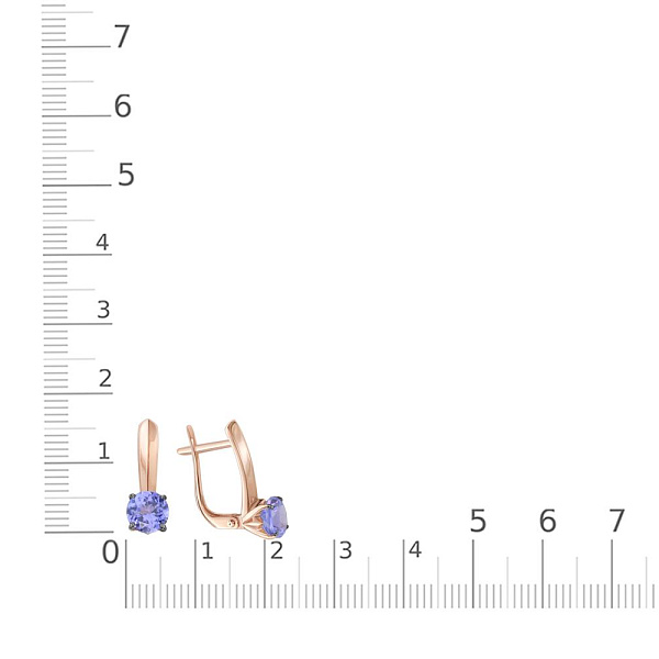 Серьги из красного золота с 2 танзанитами