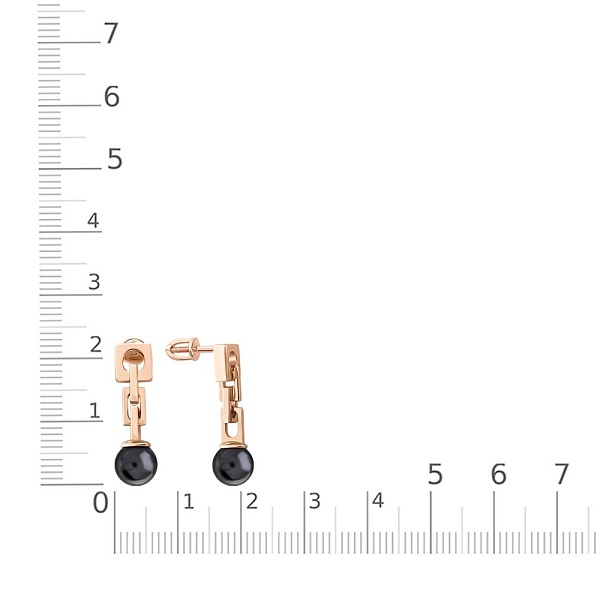 Серьги-пусеты из красного золота с 2 жемчужинами