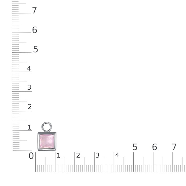 Подвеска серёг-трансформеров квадрат из белого золота с кварцем