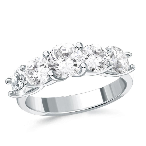 Кольцо Дорожка из белого золота с 5 выращенными бриллиантами