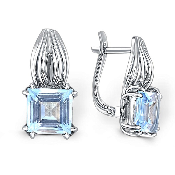 Серьги из белого золота с 2 топазами sky