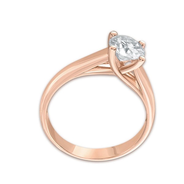 Кольцо из красного золота с выращенным бриллиантом