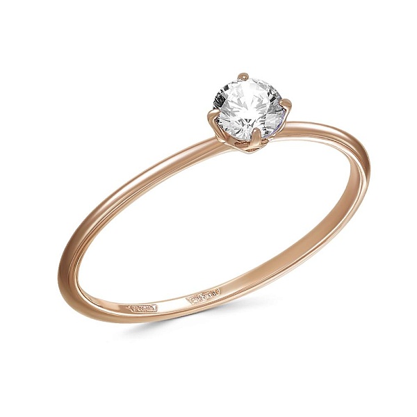 Кольцо из красного золота с фианитом