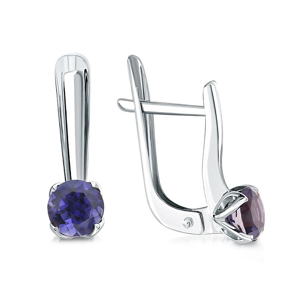 Серьги из белого золота с 2 иолитами