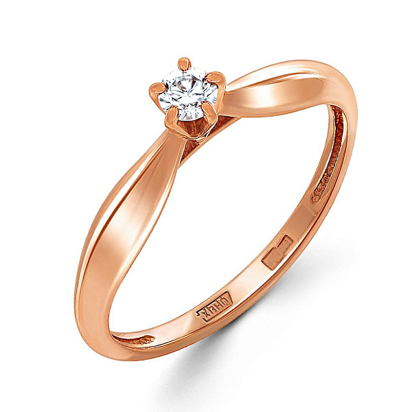 Кольцо из красного золота с бриллиантом