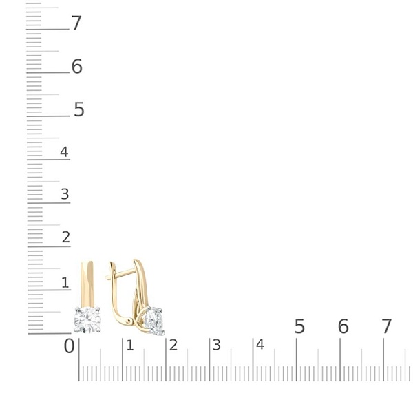 Серьги из жёлтого золота с 2 выращенными бриллиантами