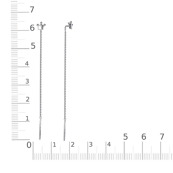 Серьги-продёвки Короны из белого золота без вставок