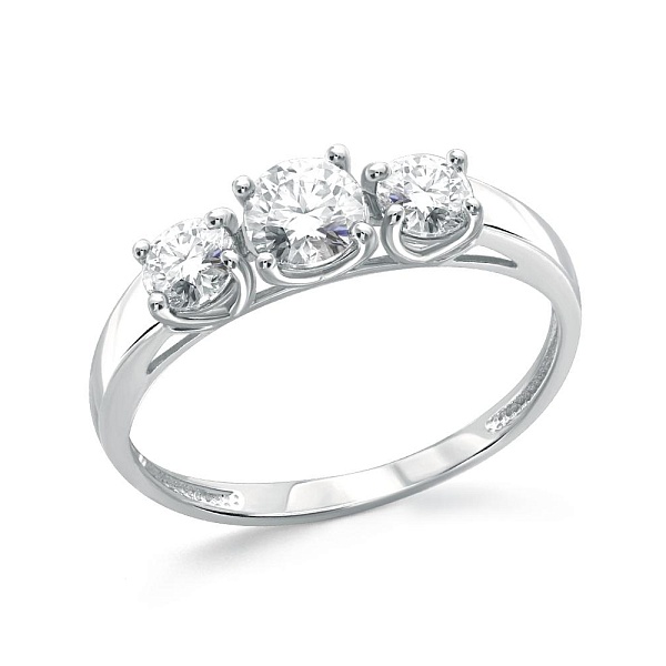 Кольцо из белого золота с 3 муассанитами