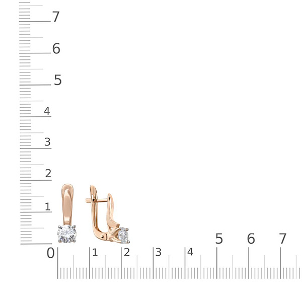 Серьги из красного золота с 2 муассанитами