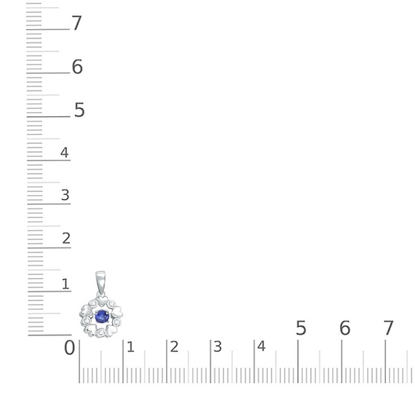 Подвеска Сердце из белого золота с сапфиром и 5 бриллиантами