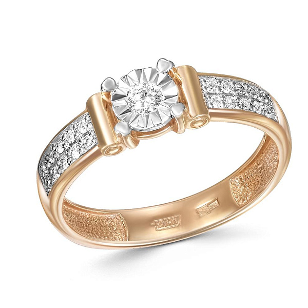 Кольцо из красного золота с 21 бриллиантами