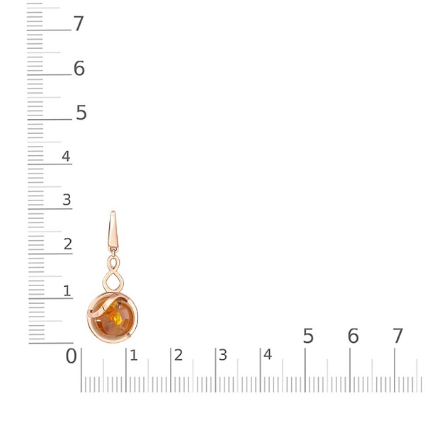 Подвеска из красного золота с янтарём