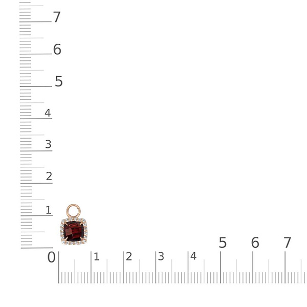 Подвеска серёг-трансформеров из красного золота с гранатом и 20 фианитами