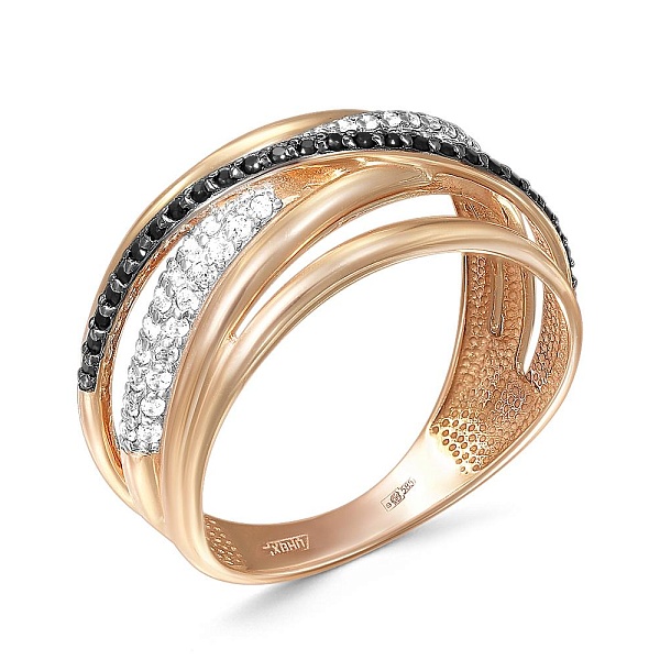 Кольцо Дорожка из красного золота с 82 фианитами