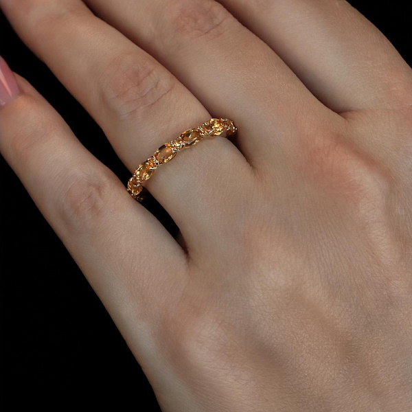 Кольцо Дорожка из жёлтого золота с 12 цитринами