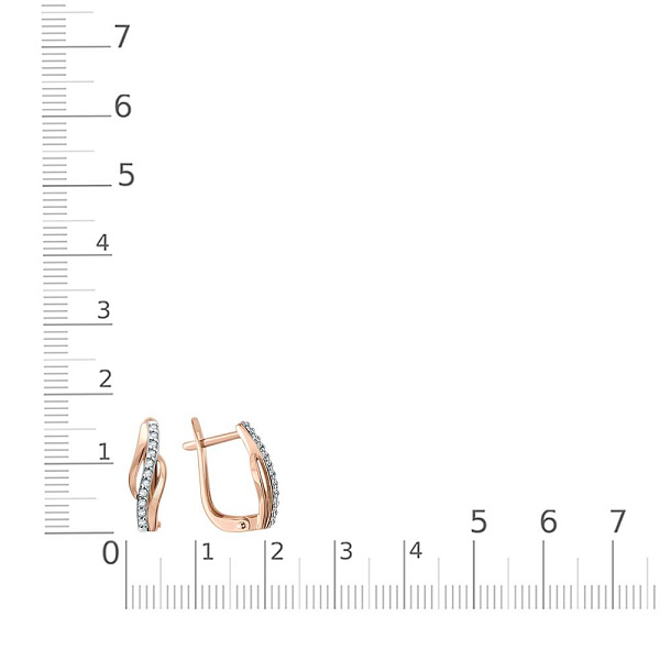 Серьги Дорожки из красного золота с 22 фианитами