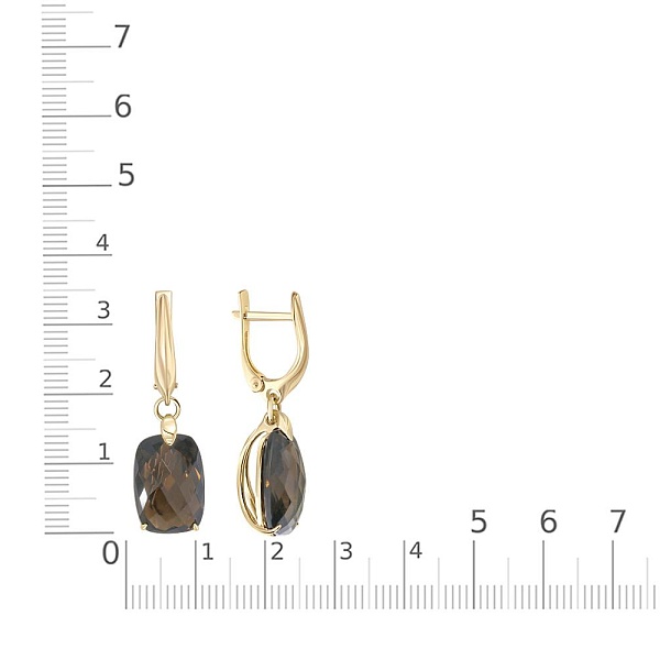 Серьги из жёлтого золота с 2 раухтопазами