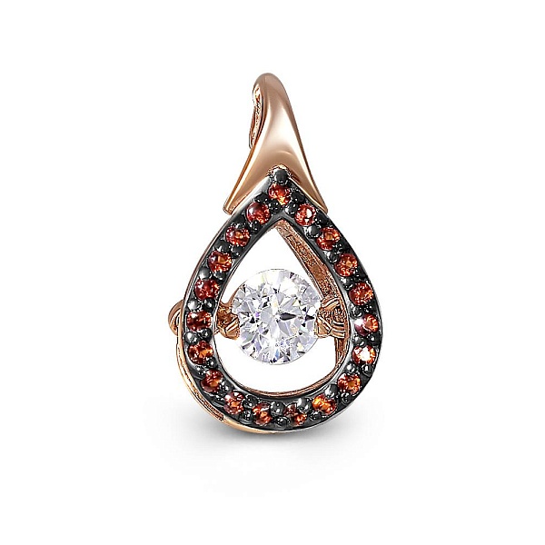 Подвеска из красного золота с кристаллом swarovski и 19 фианитами