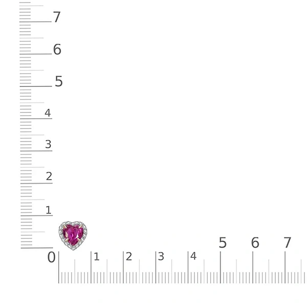 Подвеска Сердце из красного золота с корундом и 18 фианитами