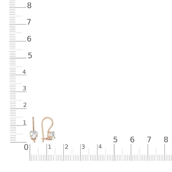 Детские серьги из красного золота с 2 фианитами
