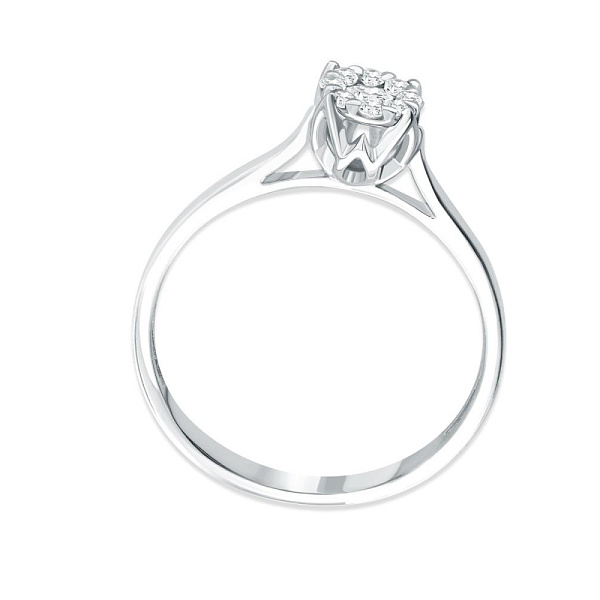 Кольцо Малинка из белого золота с 9 муассанитами