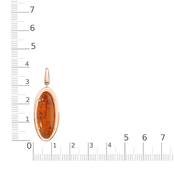 Подвеска из красного золота с янтарём
