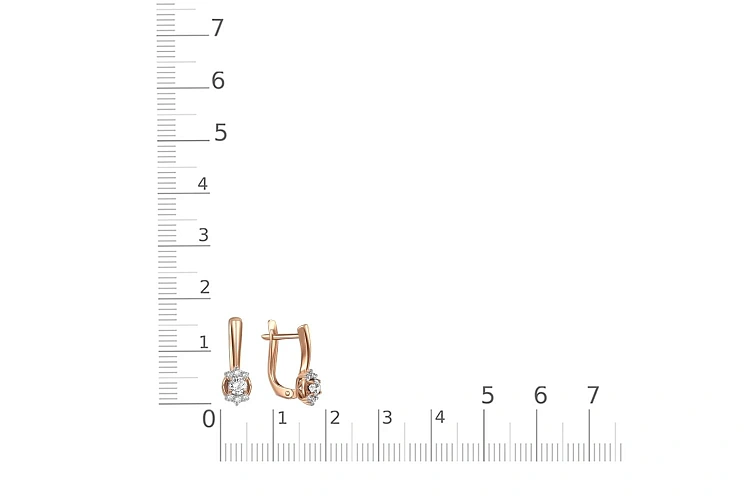 Серьги из красного золота с 14 фианитами
