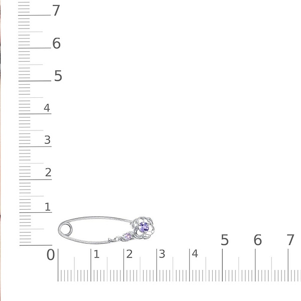 Булавка Цветок из белого золота с 2 танзанитами и бриллиантом