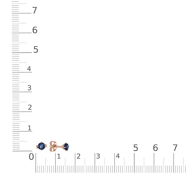 Серьги-пусеты из красного золота с 2 корундами