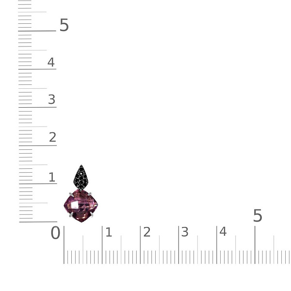 Подвеска из белого золота с ситаллом и 14 фианитами