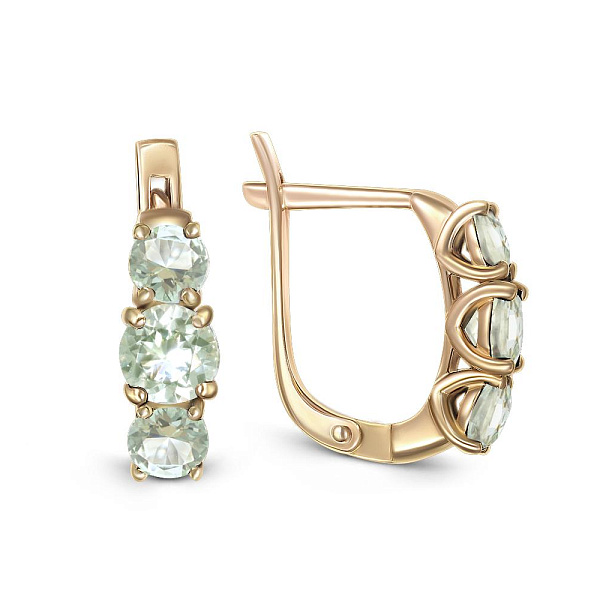 Серьги из жёлтого золота с 6 аметистами