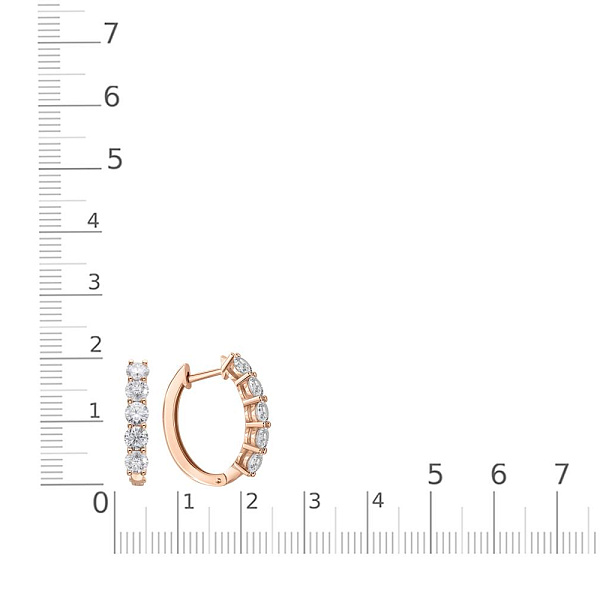 Серьги Дорожки из красного золота с 10 выращенными бриллиантами