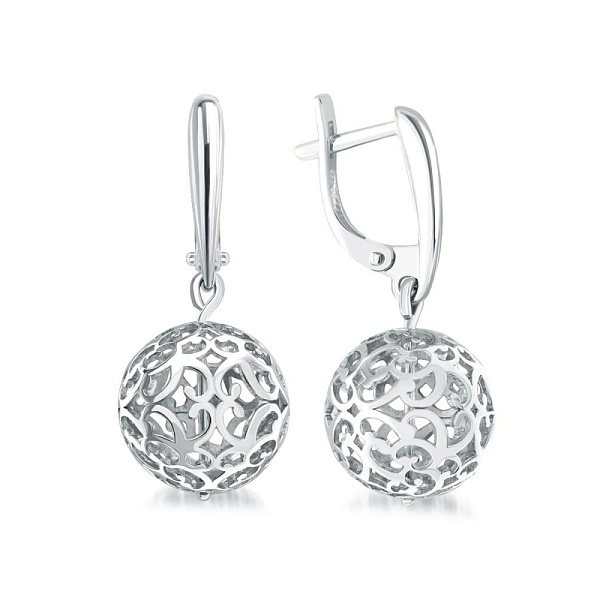 Серьги Шары из белого золота без вставок