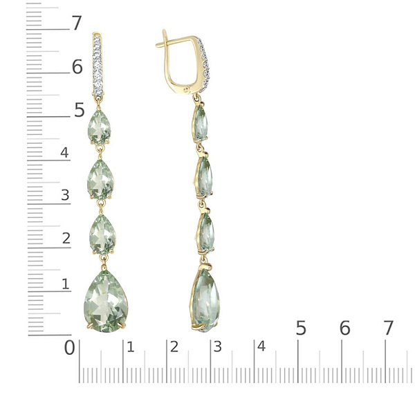 Серьги из жёлтого золота с 8 аметистами и 14 сапфирами